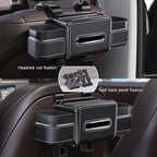 Multifunctional Car Seat Back Organizer Box with Drink Cup Holder, Makeup Mirror, Tissue Box& Hooks for Car Seat Back, New Upgrade Car Headrest Backseat Organizer Suitability for Wife, Girlfriend