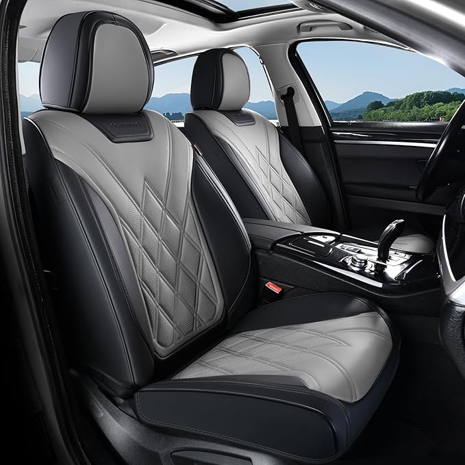 Coverado Car Seat Covers Full Set, Seat Covers for Cars, Front Seat Covers and Back Seat Cover Waterproof Leather Automotive 