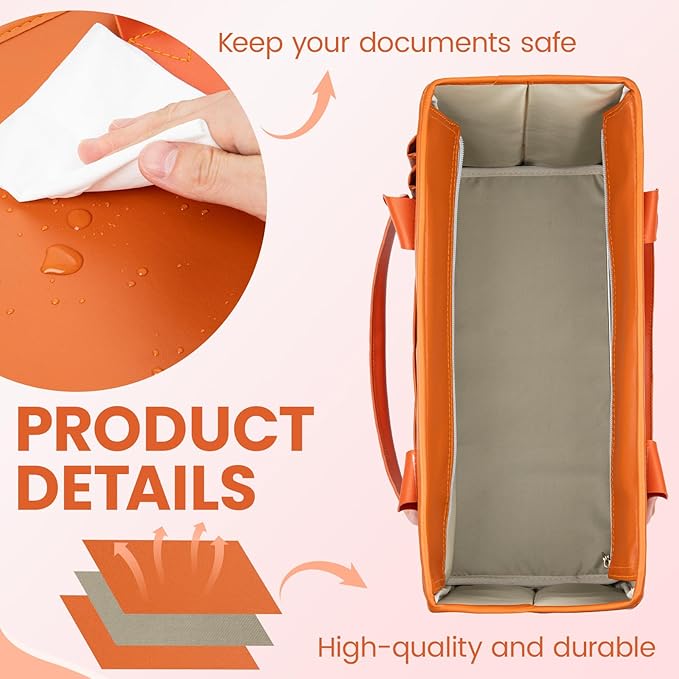 File Tote Bag, Portable File Organizer Box Hanging Filing Box Desktop File Folder Document Storage Organizer with Pockets and