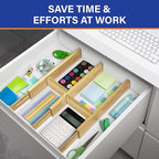 Adjustable Bamboo Drawer Dividers for Clothes, Kitchen Utensils, Office Desks, Bathroom Accessories, Socks and Underwear, and