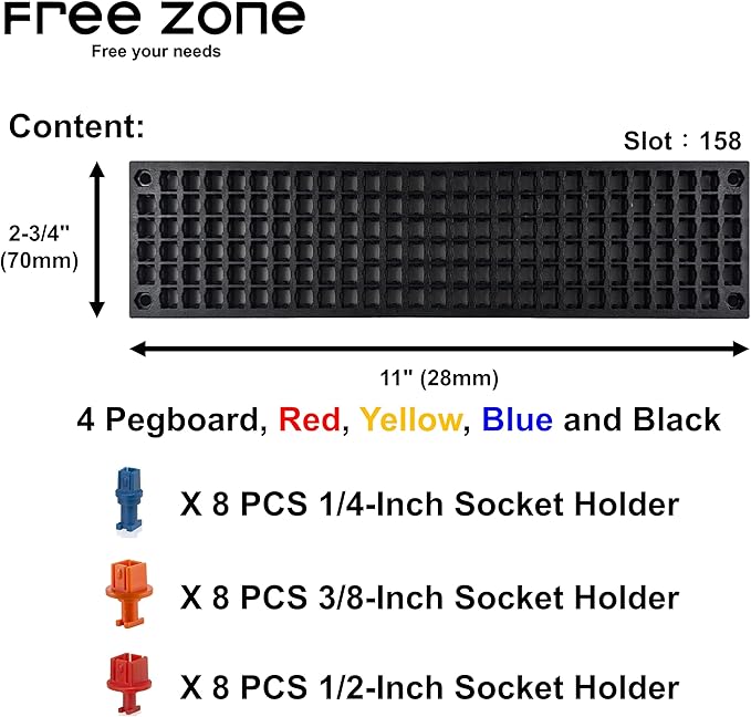 FREE ZONE - 4 PCS Bit Organizer Set – 158-Hole Bit Storage – 1/4" Hex Bits & Drive Bits Adapter Storage – Toolbox Storage (To