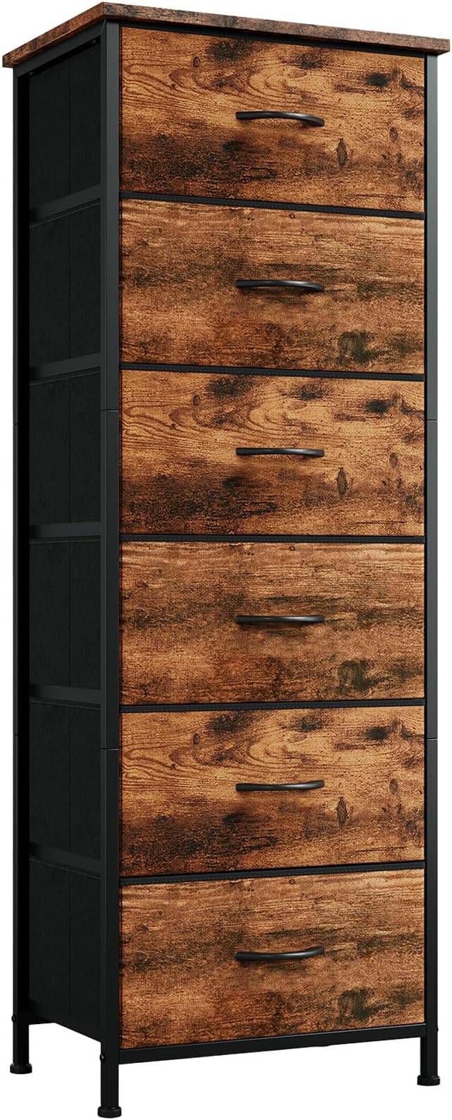 Somdot Tall Dresser for Bedroom with 6 Drawers, Storage Organizer Chest of Drawers with Removable Fabric Bins for Closet Beds