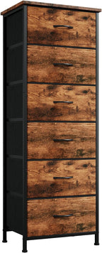 Somdot Tall Dresser for Bedroom with 6 Drawers, Storage Organizer Chest of Drawers with Removable Fabric Bins for Closet Beds
