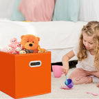 Black Fabric Cubby Storage Bins,13x13x13 Inches ,Cube Organizer Bin Foldable Storage Boxes with Dual Handles Fabric Organizer