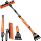 Extendable Snow Brush and Ice Scraper for Car, 30"-35"-39" Adjustable Long Handle & 4.3" Ice Chipper, 360° Pivoting Brush Head & Comfortable Antiskid Grip