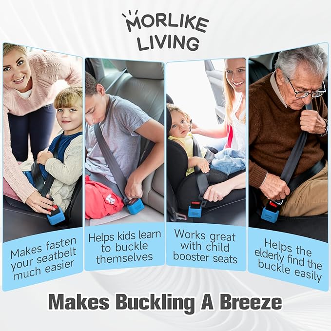 Morlike Silicone Buckle Holder Booster (Blue, 2 Pack)