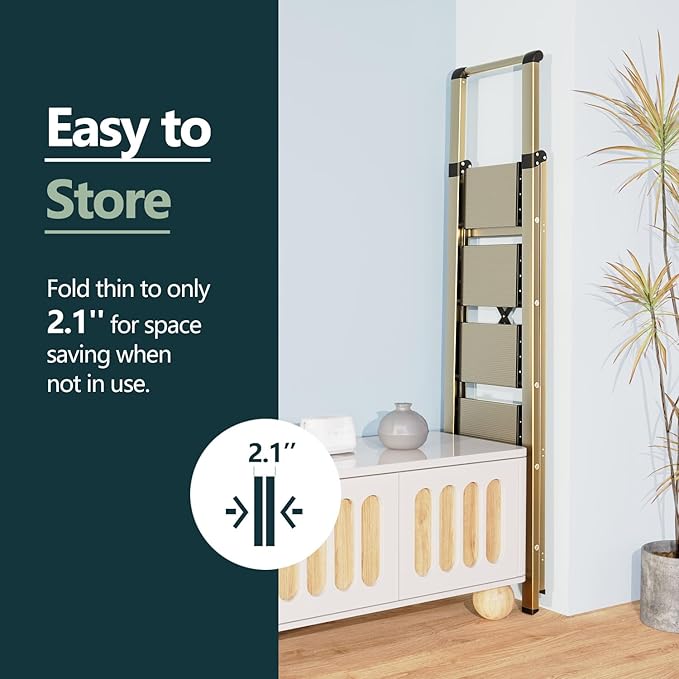 WOA WOA 5 Step Ladder for 10 Feet High Ceiling, Lightweight Foldable Ladder with Non-Slip Wide Pedals, Step Stool with Safe H