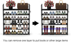 Hsscblet 6 Tiers Metal Shoe Rack,Adjustable Shoe Shelf Storage Organizer with Hooks,Stackable Boot & Shoe Storage,for Entrywa
