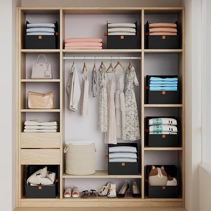 Homsorout Fabric Closet Storage Cubes - 8 Pack Square Storage Bins with Dual Handles for Clothes, Towels, Toys, Cube Storage 
