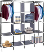 71" Portable Closet Storage Organizer Wardrobe Clothes Rack,Covered Garment Rack,Steel Tube Clothes Storage Organizer,Freesta