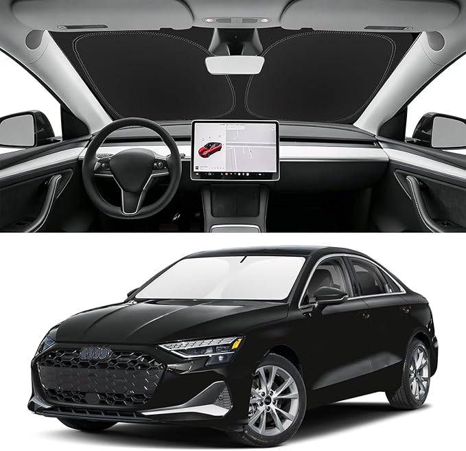 Custom Fit Windshield Sun Shade for Audi A3 2022-2026, Blocks UV & Heat, Front Window Sunshade Accessories, Easy Fold & Store Keep Your Car Cooler