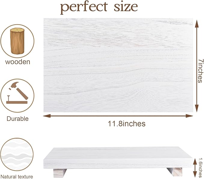 zoocatia Small Wood Tray Pedestal Stand Farmhouse Bathroom Decor Decorative Wooden Riser Kitchen Soap Dish Holder for Vanity,
