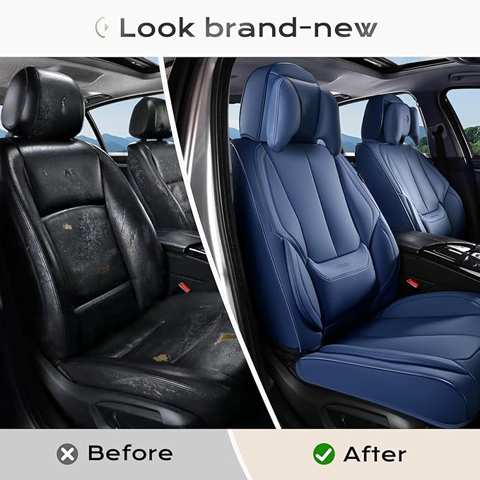 Coverado Seat Covers, Car Seat Covers Front Seats, Car Seat Cover, Car Seat Protector Waterproof, Seat Cushion Nappa Leather 