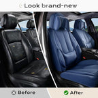 Coverado Seat Covers Full Set, 5 Seats Seat Covers for Cars, Waterproof Nappa Leather Car Seat Covers with Head Pillow, Seat 