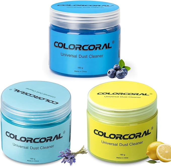 COLORCORAL Car Cleaning Gel 3Pack, Clean Putty for Cleaning for Cars Interior, Home Cleaning Supplies- Reusable Durable, Auto