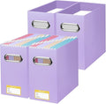 BALEINE File Organizer Box, Cardboard File Folder Organizer with Handle for Letter Size, Portable Collapsible Hanging Filing 