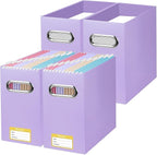 BALEINE File Organizer Box, Cardboard File Folder Organizer with Handle for Letter Size, Portable Collapsible Hanging Filing 
