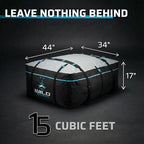 Rooftop Cargo Carrier - 15 Cubic Feet (L), Waterproof Soft Shell Car Roof Cargo Carrier, Heavy Duty Car Top Luggage Cargo Bag with Patented Door Hooks and Non-Slip Mat