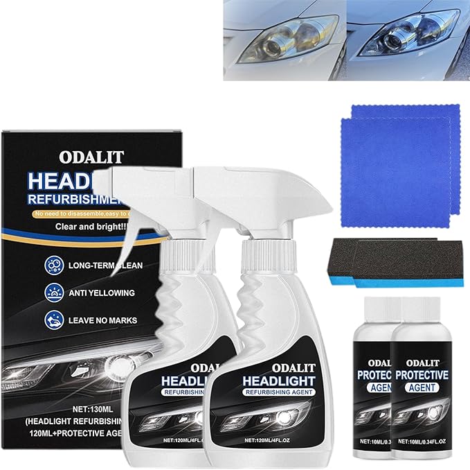 ODALIT Headlight Refurbishment Kit, Professional Headlight Cleaner, ODALIT Headlight Restore Kit, Brings Headlights Back to L