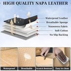 Coverado Seat Covers, Car Seat Covers Front Seats, Waterproof Nappa Leather Auto Seat Cover with Lumbar Head Pillow, Beige Se