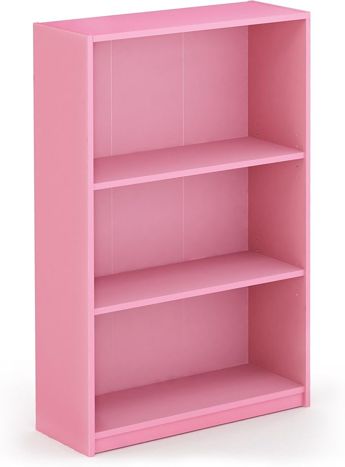 Furinno JAYA Book Shelf, 3-Tier Bookshelf, Bookcase with Adjustable Shelves, 9.5 x 24.5 x 40.3, for Organization and Storage,
