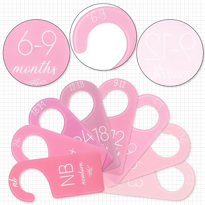 Whaline Acrylic Baby Closet Dividers Pink Hanging Infant Clothes Hanger Separators Thicken Baby Wardrobe Organizers for Home 