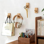 HomeDo 4Pack Adhesive Wall Hooks Hat Rack, Wooden Coat Hooks Wall Mounted, Decorative Hooks Single Organizer Hat Hanger Towel