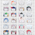 Unittype 24 Set Clear Peg Board Baskets and Bins Pegboard Baskets Organizer Accessories Peg Board Bins with Hooks Sticker Lab