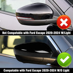 Compatible with Ford Escape SE/SEL Right Passenger Side Mirror Cap Cover 2020 2021 2022 2023 2024, Glossy Black Side Door Rearview Mirror Cover Replacement Without Turn Signal Light