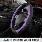 Road Comforts Leather Steering Wheel Cover with Decorative Trim and Piping, Anti-Slip Breathable Design, Fits 14.5–15 Inch Ro