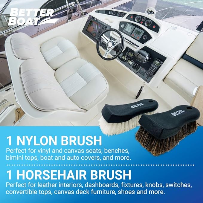 Upholstery Brush Set, Carpet and Car Cleaning Brushes, Horsehair Detailing Brush for Upholstery Cleaner, Leather, Interior, B