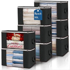 Large Storage Bags, 8 Pack Clothes Storage Bins Foldable Closet Organizers Storage Containers with Durable Handles Thick Fabr