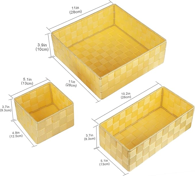 Posprica Woven Storage Baskets for Organizing, Small Black Baskets Cube Bin Container Tote Organizer Divider for Drawer, Clos