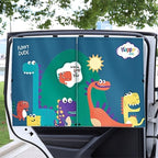 Car Sun Shade for Baby - EOHMAK Car Side Window Sun Shade Cover Upgrade Double Opening Car Interior Curtain Sun Blocker Blind (Dinosaur Family, 2 Pack)