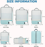 BAGAIL 6 Set Lightweight Compression Packing Cubes with Packing List, Anti-Tearing Expandable Organizer Bags for Travel, Dust