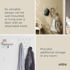 Umbra Estique Over The Door Coat Rack & Multi-Use Organizer, for Coats, Bags, Hats & More, White/Natural