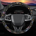 Wildflower Steering Wheel Cover, Flower Car Accessory for Diverse Cars, Steering Wheel Cover Non-Slip Breathable Fabric Absor