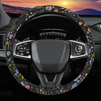 Wildflower Steering Wheel Cover, Flower Car Accessory for Diverse Cars, Steering Wheel Cover Non-Slip Breathable Fabric Absor