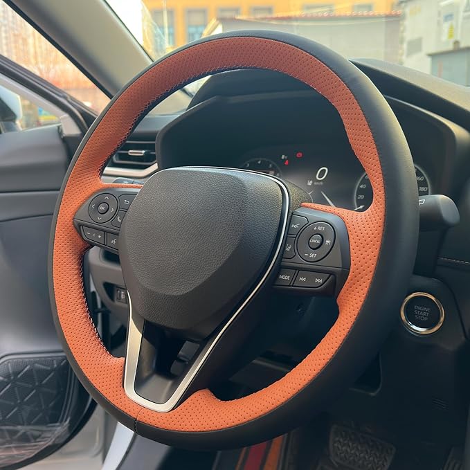 MEWANT Hand Sewn Steering Wheel Cover for Toyota Camry 2018-2019/Toyota Avalon 2019/Toyota Corolla 2019-2020/Toyota RAV4 2019 Steering Wheel Accessories