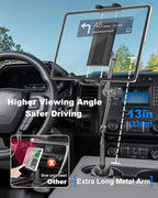 Heighten Tablet Cup Holder Mount [Super Durable] Heavy Duty Metal Cup Holder Tablet Mount for Car, Truck, SUV, Tesla, Compatible with 4-13" Pad Pro 12.9/Air/Mini, Galaxy Tab/Z Fold, iPhone