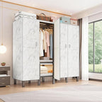 Freestanding Heavy Duty Wardrobe Closet with Magnetic Door, Portable Metal Closets, Foldable Wardrobecloset Organizers and St