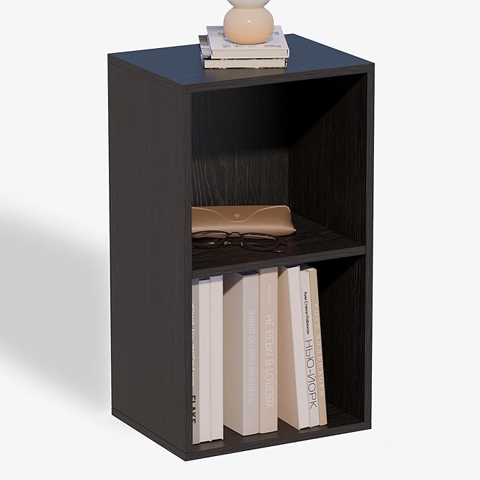 Book Shelf, 2-Tier Bookcase, Wooden Open Cube Storage Organize, 9.3 x 11.8 x 21.1 Bookshelf for Living Room, Bedroom, Home Of