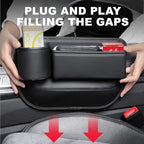 2Pcs Car Seat Gap Filler Organizer,Black Car Organizer with Cup Holder,Leather Car Seat Gap Plug with Storage Slot for Phones,Glasses,Keys,Cards