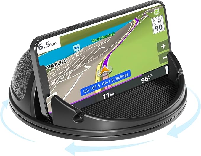 Loncaster Car Phone Holder Mount, [Horizontal 360° Rotatable] Silicone Phone Mount for Car Dashboard, Hands Free Cell Phone Holder Car Compatible with iPhone 16 15 14 13 12 Pro Max Samsung Phones