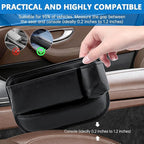 2 Pack Car Seat Gap Filler Organizer, Leather Seat Gap Bag with Cup Holder (3.14 inch) & 4 Hooks, Anti-Slip Flannel Lined Storage Box for Phone, Keys, Wallet, Fit Most Cars