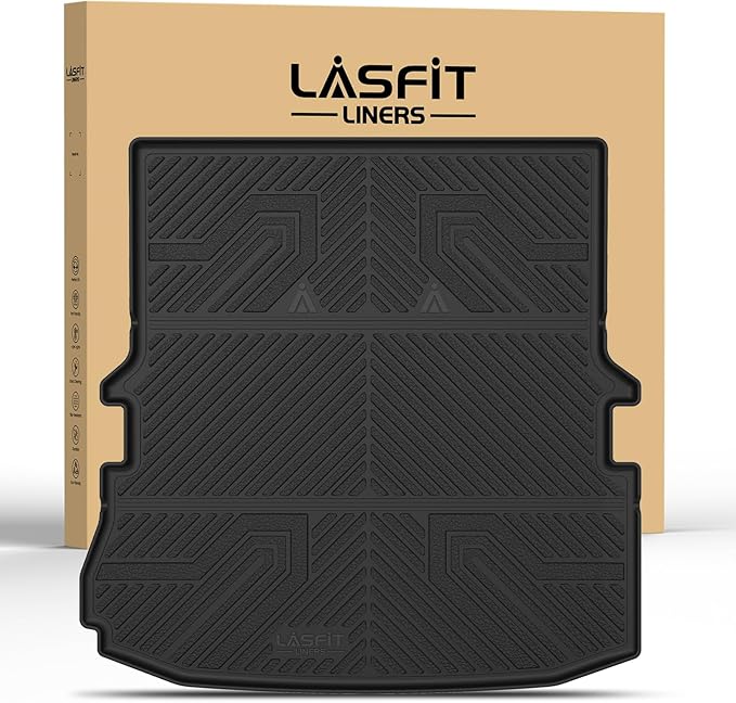 LASFIT Trunk & Backrest Mat for Ford Explorer 2011-2019, Custom Fit All Weather Protector TPE One-Piece Design Easy Installation Trunk with Seatback Mat, 1pc Black