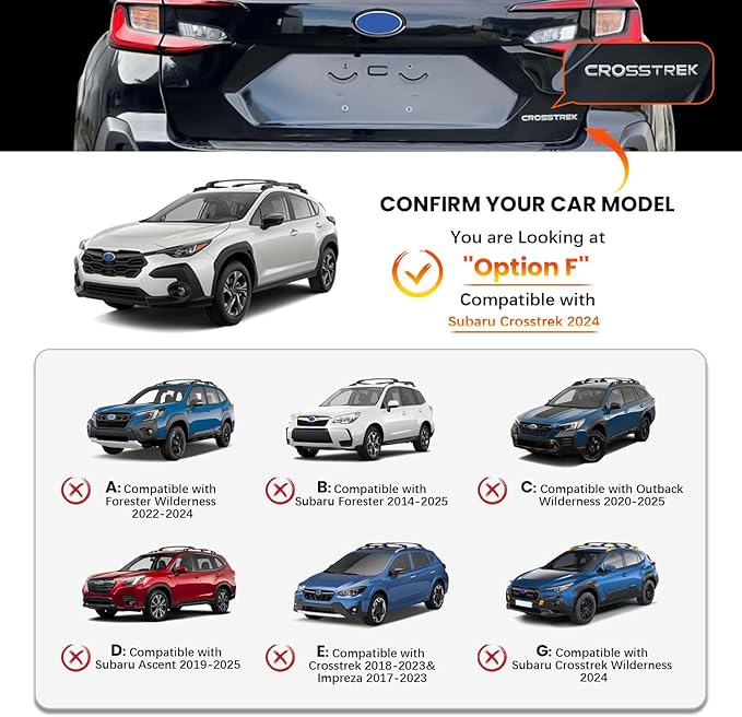 300lbs Lockable Roof Rack Cross Bars Compatible with Subaru Crosstrek 2024 2025 2026 (Not for Wilderness), Aluminum Roof Rails Crossbar for Rooftop Cargo Bars Luggage Bike Kayak Racks