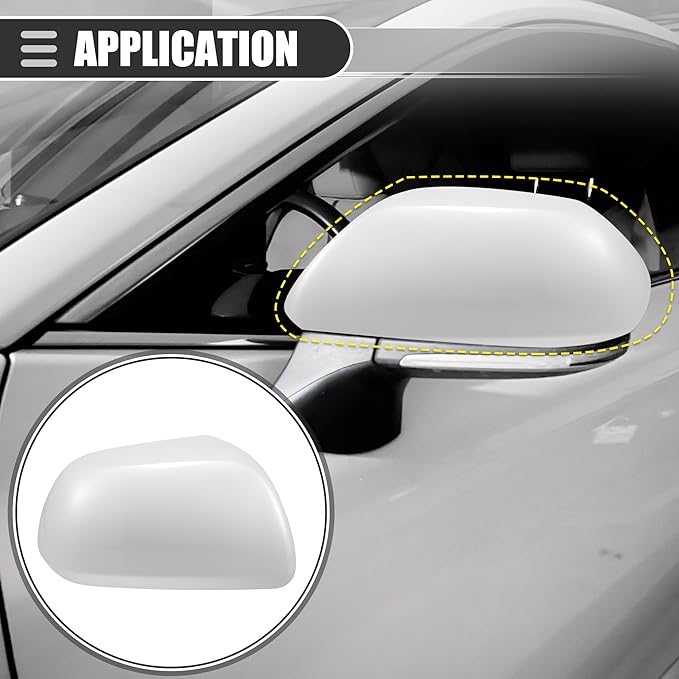 Motoforti Right Side Mirror Cover Cap, Rearview Mirror Cover Cap, for Toyota Highlander 2009-2014, ABS, White