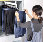 Pull Out Clothes Rail Extendable Pull Out Closet Rod - Wardrobe Pull-Out Trousers Rack, Adjustable Clothing Organizer Holder,