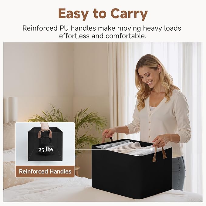 StorageWorks Storage Bins, Fabric Storage Bins for Shelves, Extra Large Storage Baskets with Metal Frame, Closet Baskets and 